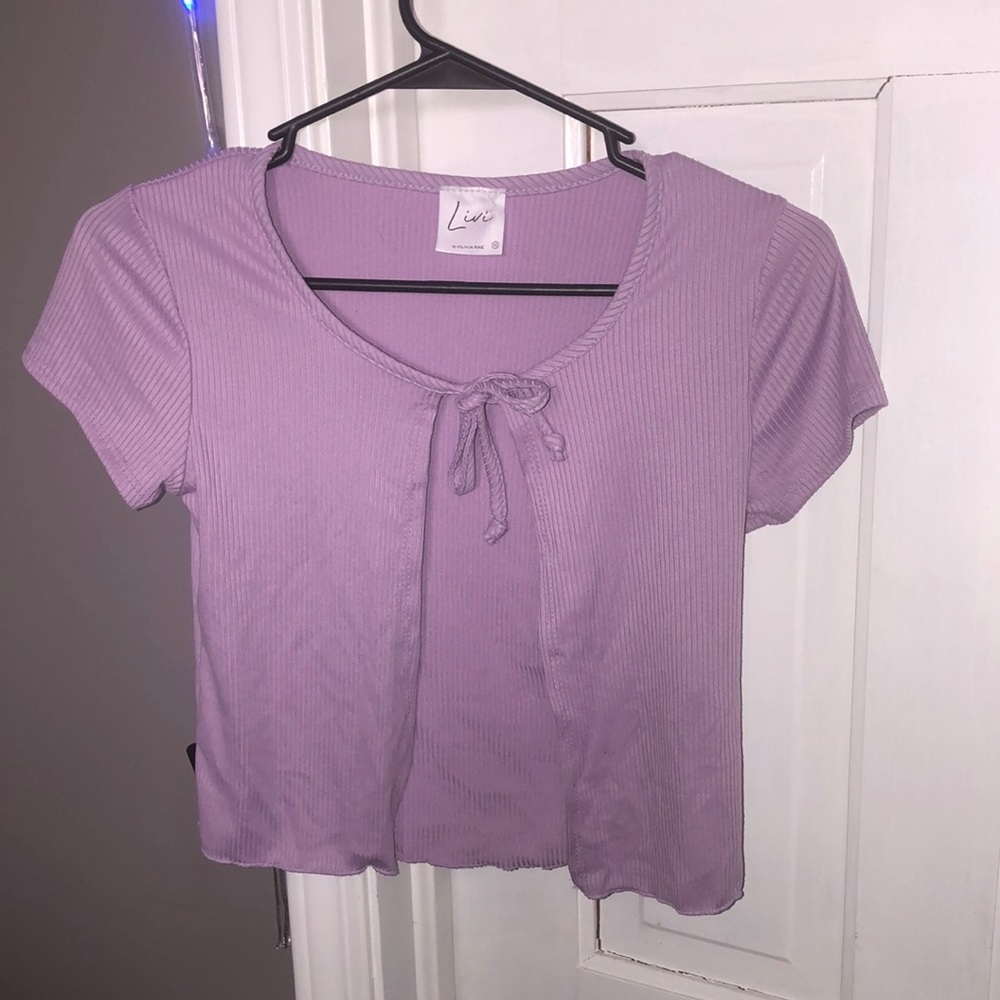 tie in front purple crop top